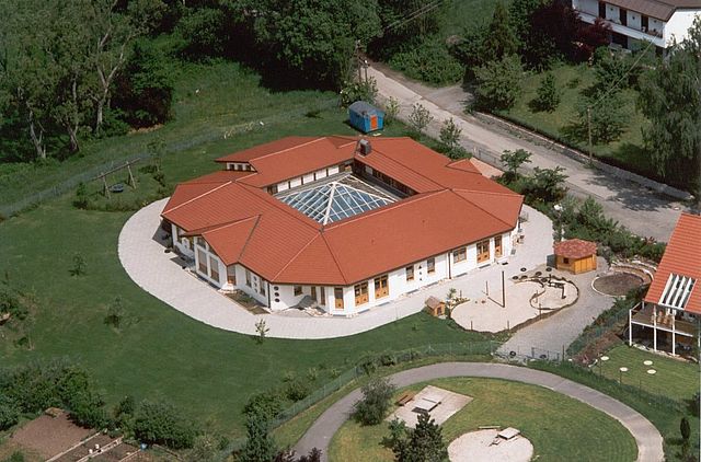 hier ist das Kindergartengebäude von oben zu sehen
