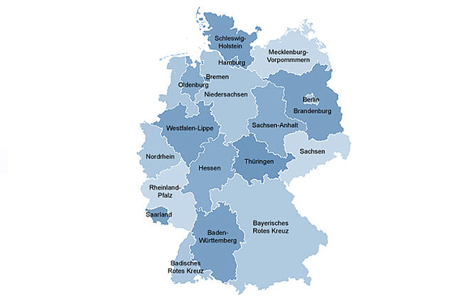 Landkarte von Deutschland mit den Bundesländern